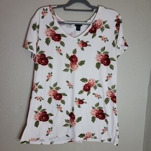 **ABSOLUTE FINAL PRICE**Rue 21+ white floral t-shirt sz 2X